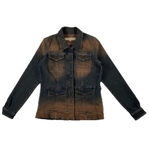 Teleria Zed Beale Denim Jacket Women's Size 42 Desert Brown Made In Italy